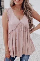 Pink Ruffle Detail Flowy Tank Top