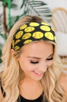 Yellow Casual Baseball Print Colorblock Hairband