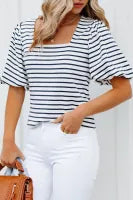 Striped Puff Sleeve Top