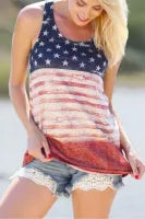 Red American Flag Star Racerback Tank
